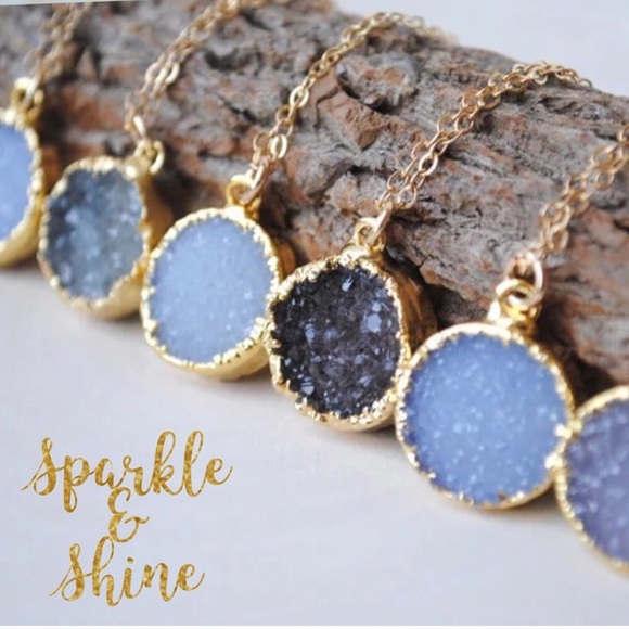 🆕 24k Titanium Druzy Necklace - Picture 1 of 4